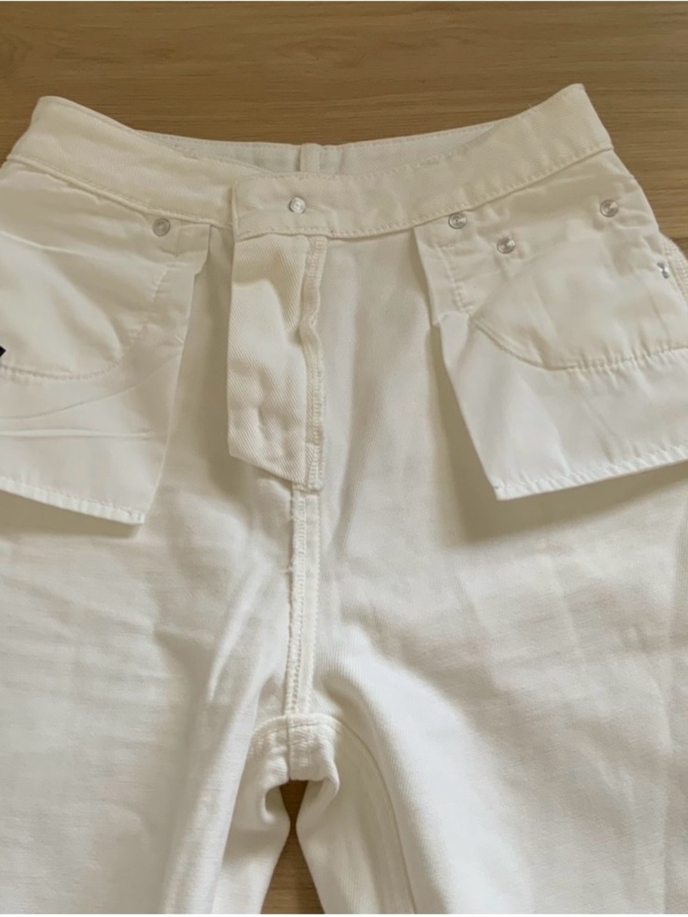 MOTHER Of Pearl White High-Rise Jeans with Pearl Embellishments - Picture 9 of 14